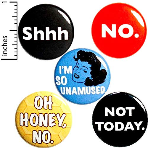 Funny Sarcastic Buttons Pins for Backpacks or Jackets Lapel Pins Edgy Snarky Badges Sarcasm 5 Pack Gift Set 1 Inch P42-2