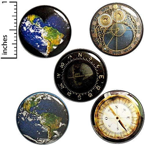 World Travel Button 5 Pack Buttons Pins for Backpacks or Jackets 1 Inch P6-5