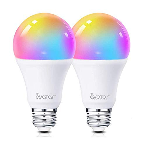 Smart LED Light Bulb  Alexa Light Bulbs WiFi Dimmable 2 Pack Work with Google Home Smart Life APP  Avatar Controls RGBCW Color Changing Lights  No Hub Required  800LM E26 A19 8W 70W Equivalent