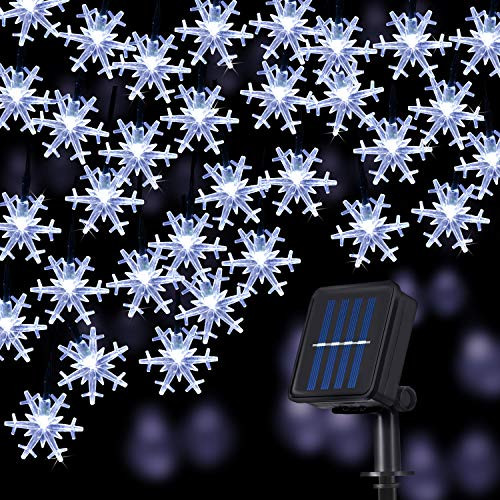 Snowflake Solar String Lights 50LED 23ft 8 Modes Waterproof Solar Powered String Fairy Lights for Patio Home Gardens Outdoor Holiday Christmas Tree Party Decorations White Snowflake Solar String Lights 50LED 23ft 8 Modes Waterproof Solar Powered String Fairy Lights for Patio Home Gardens Outdoor Holiday Christmas Tree Party Decorations White