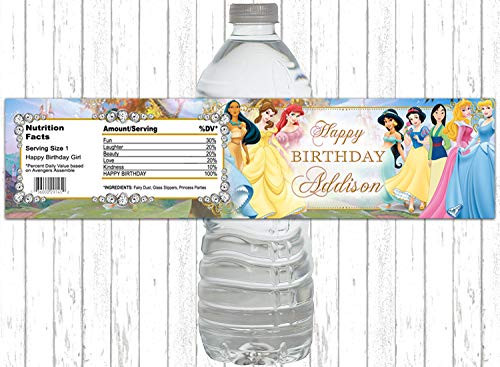 10 Disney Princess Elegant Gold Crown Jasmine Snow White Mulan Sleeping Beauty Cinderella Pocahontas Belle Ariel WATER BOTTLE LABELS Party Favors 10 Disney Princess Elegant Gold Crown Jasmine Snow White Mulan Sleeping Beauty Cinderella Pocahontas Belle Ariel WATER BOTTLE LABELS Party Favors