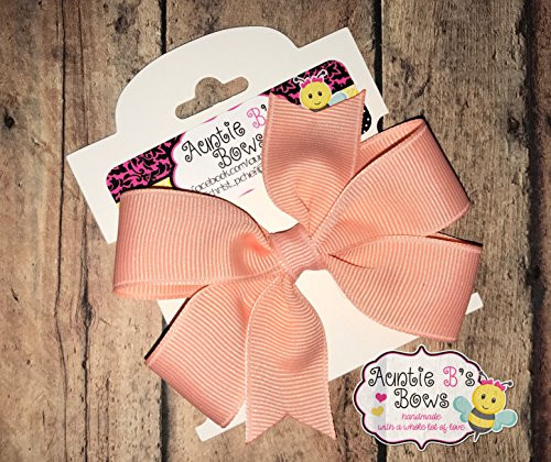 Solid LIght Coral Pinwheel Hair Bow 3 inch  MADE IN USA