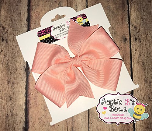 Solid Light Coral Pinwheel Hair Bow 4 inch  MADE IN USA