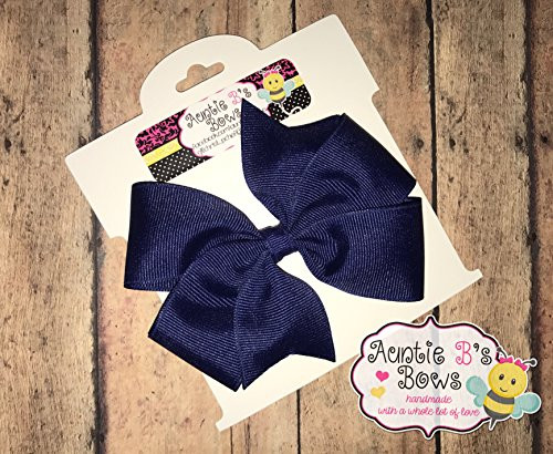 Solid Light Navy Pinwheel Hair Bow 4 inch  MADE IN USA