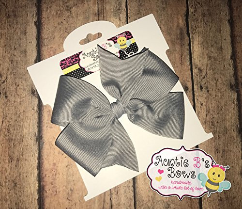 Solid Millennium SIlver  Light Gray  Pinwheel Hair Bow 4 inch  MADE IN USA