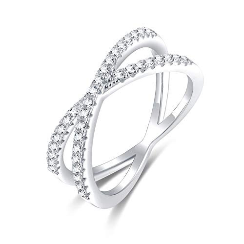 SOMEN TUNGSTEN 925 Sterling Silver X Cross Ring Cubic Zirconia CZ Wedding Band for Women Size 8 SOMEN TUNGSTEN 925 Sterling Silver X Cross Ring Cubic Zirconia CZ Wedding Band for Women Size 8