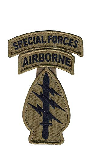 Special Forces OCP Patch with Airborne  Special Forces  Tabs and Hook Fastener - No Space