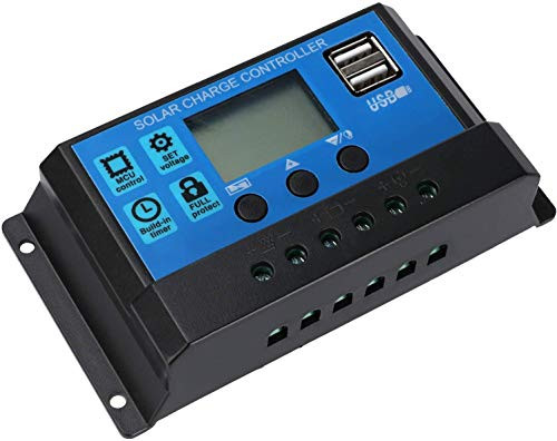 LERMITY 60A MPPT PWM Solar Charger Controller Panel LCD Display Dual USB Port Auto Paremeter Adjustable LCD DisplayIntelligent Regulator with 5V Dual USB Output 12V 24V
