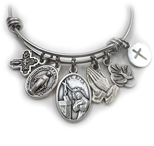 St. Rita of Cascia Bangle Bracelet  Patron Saint of Desperate Situations