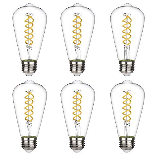 ST64 ST19 Vintage LED Edison Bulbs  8W 80W Equivalent   Daylight White 5000K  Antique LED Filament Light Bulbs  Dimmable  E26 Standard Base  Clear Glass  8W-5000K-6 Pack