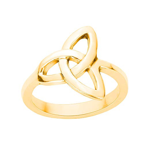 Yellow Gold-Tone Plated Sterling Silver Wicca Triquetra Ring Size 8