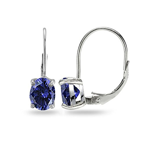 Sterling Silver Simulated Tanzanite 8x6mm Oval Leverback Earrings