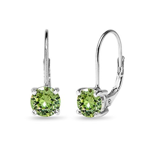 Sterling Silver Light Green Round-cut Leverback Earrings Made with Swarovski Crystals Sterling Silver Light Green Round-cut Leverback Earrings Made with Swarovski Crystals