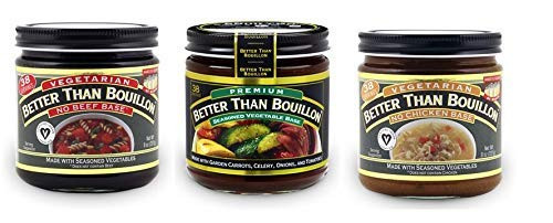 Better Than Bouillon Vegetarian No Beef Base  No Chicken Base  Premium Seasoned Vegetable Base  8 oz Jars  Variety 3 Pack