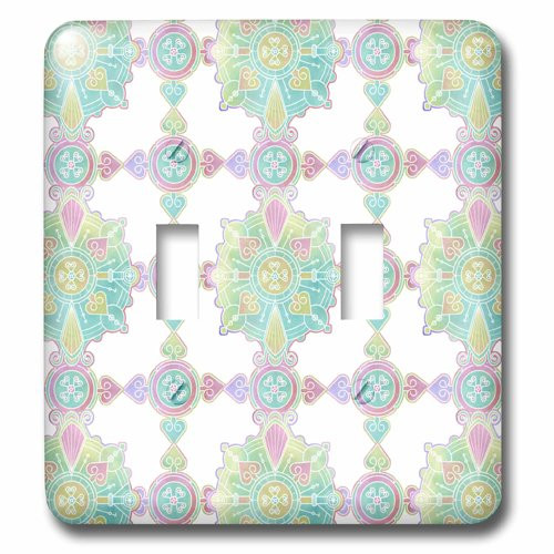 3dRose lsp_212489_2 Moroccan Mandala Medallion Rainbow Watercolor Pattern Double Toggle Switch