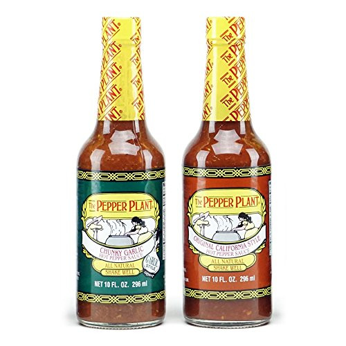 The Pepper Plant Hot Sauce Variety Pack  Original  and  Chunky Garlic  10oz Each  Pack of 2