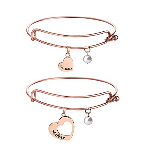 Mother Daughter Bangle Bracelet Stainless Steel Set of 2 Matching Heart Mom And Daughter Bracelets Jewelry For Birthday Mother Daughter Bangle Bracelet Stainless Steel Set of 2 Matching Heart Mom And Daughter Bracelets Jewelry For Birthday