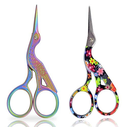 BIHRTC 3.6 Inch Embroidery Scissors Stork Bird Design Sewing Scissors Small Shears for Crafting Art Work Threading Needlework DIY Tools Dressmaker Everyday Use