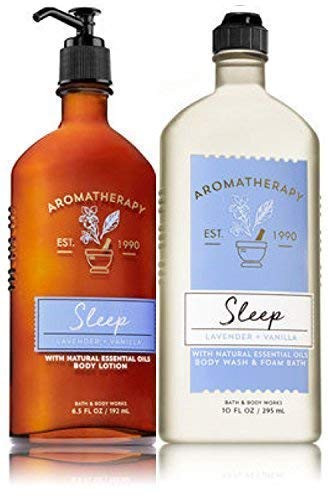 Bath  and  Body Works Aromatherapy Sleep - Lavender  Plus Vanilla Body Lotion  6.5 Fl Oz  Plus Body Wash  and  Foam Bath  10 Fl Oz