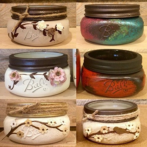 Mason Jar Business Card Holders  Mason Jar Desk Organizer  Rustic Office Decor  Mason Jar Bathroom accessory jars  Mason Jar Qtip holders