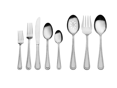 International Silver 5137847 Pearl 87-Piece Stainless Steel Flatware Set with Serving Utensil Set, Service for 12