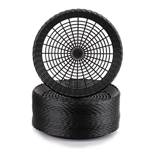 Fasmov 24 Pack 9 Paper Plate Holder  Reusable Plate Holder for Paper Plates  Woven Plastic Paper Plate Holder  Reusable Paper Plate Holder  Black
