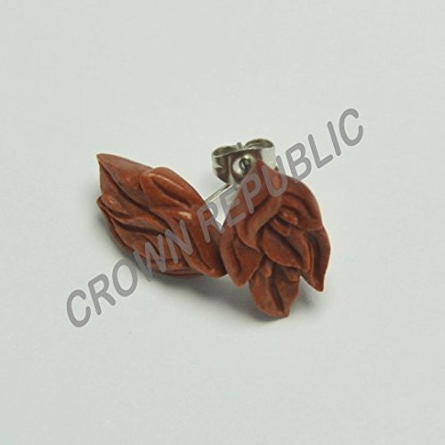 Stone and light Stud Loop Posts Sabo Wood  Stone and light Earrings