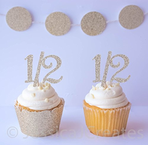 Half Birthday Cupcake Toppers - Half Cake Topper - Half Birthday - Cupcake Toppers - 6 Month Cupcake Topper - 1 2 Birthday