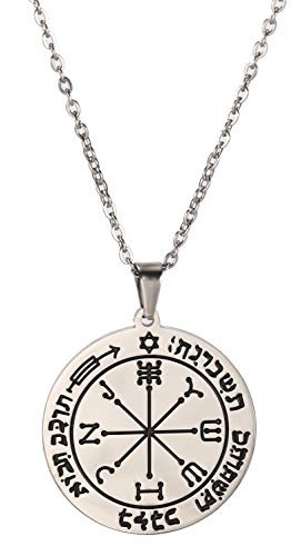 cooltime Stainless Steel 6th Pentacle of Mars Seal Pendant Necklace Talisman for Protection  Silver