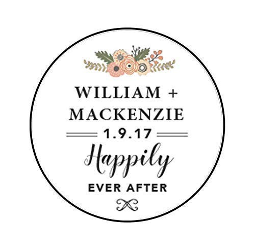 Happily Ever After Stickers  Favor Bag Labels  Floral Envelope Seals  Custom Wedding Stickers  Jar Favor and Treat Bag stickers F6 5