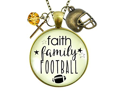 Gutsy Goodness 24 inch Faith Family Football Necklace Sports Jewelry Mom Bling Cross Charms Gutsy Goodness 24 inch Faith Family Football Necklace Sports Jewelry Mom Bling Cross Charms