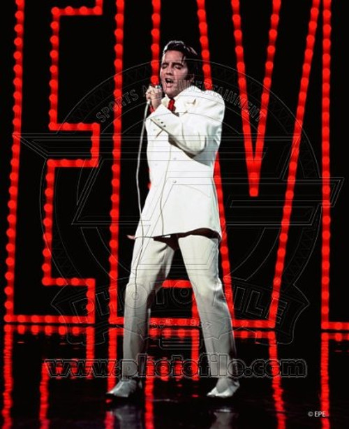 Elvis Presley Official 8x10 Glossy Photo  wearing white suit  on stage