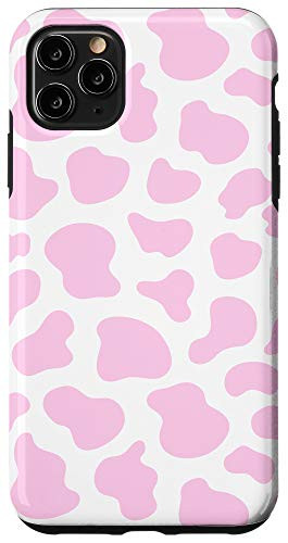 iPhone 11 Pro Max Cute Simple Animal Print Pattern for Girls Baby Pink Cow Case