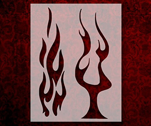 Large Flames Flame Biker Fire 8.5 x 11 Inches Custom Stencil  149