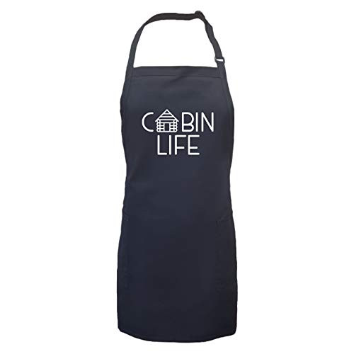 Cabin Life Apron with 2 patch pockets in Navy - One Size