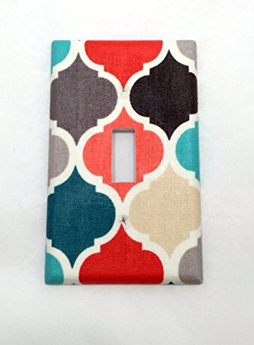Multicolor Quatrefoil Fabric Covered Single Light Switch cover   Switch Plate   Kid s Bedroom   Nursery Decor   Baby Shower Gift   Home Decor   Lighting   Wall Art