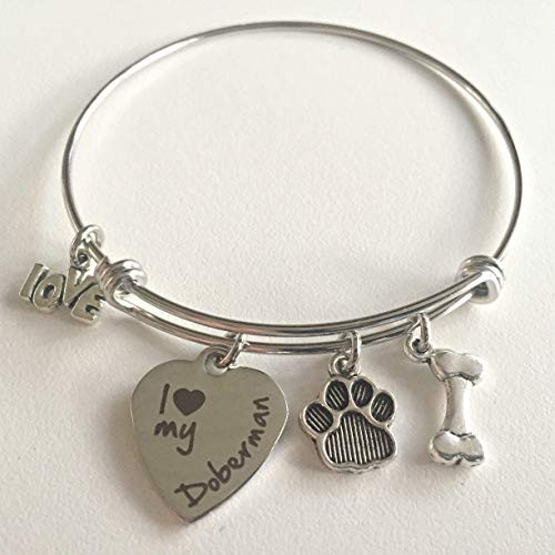 I Love My Doberman Expandable Dog Breed Bracelet for Doberman Pinscher Mom I Love My Doberman Expandable Dog Breed Bracelet for Doberman Pinscher Mom