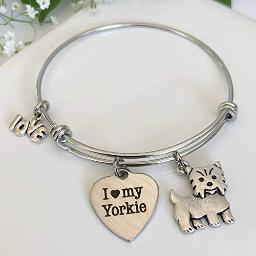 Yorkie Bracelet - Charm Bangle for Yorkshire Terrier Dog Owners - Pet Themed Jewelry