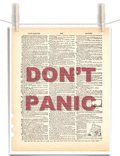 Hitchhiker s Guide To The Galaxy Don t Panic 8.5 x 11 Vintage Dictionary Page Unframed Art Print