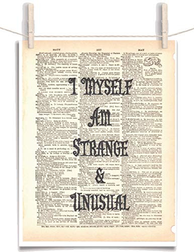Beetlejuice Lydia Deetz I Myself Am Strange and Unusual 8.5 x 11 Vintage Dictionary Page Unframed Art Print