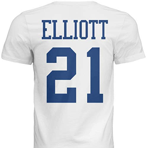 Hall of Fame Sports Memorabilia NWT New Elliott  21 Dallas White Custom Screen Printed Football T-Shirt Jersey No Brands Logos Men s  2XL