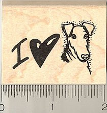 I Love My Smooth Fox Terrier Rubber Stamp - Wood Mounted