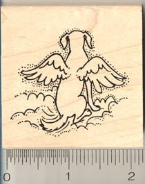 Dog Angel Rubber Stamp - Wood Mounted