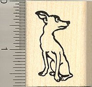 Nervous Chihuahua Dog Rubber Stamp - Wood Mounted