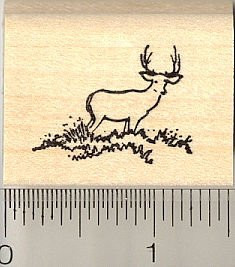 Tiny Deer in The Distance Rubber Stamp - Wood Mounted