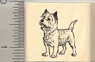 Tiny Alert Cairn Terrier Rubber Stamp - Wood Mounted
