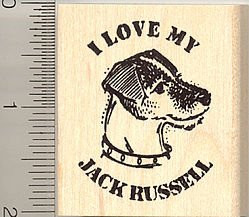 I Love My Jack Russell Terrier Rubber Stamp - Wood Mounted