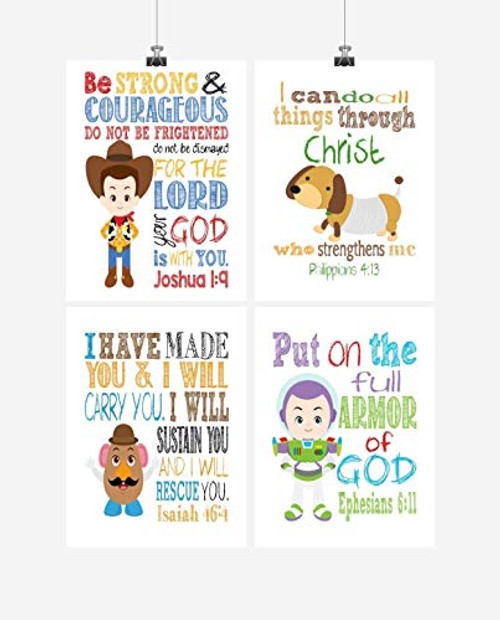 Toy Story Inspirational Nursery Decor Art Print Set of 4 - Woody Buzz Lightyear Slinky Dog and Mr. Potato Head Toy Story Inspirational Nursery Decor Art Print Set of 4 - Woody Buzz Lightyear Slinky Dog and Mr. Potato Head