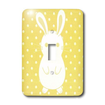3dRose lsp_37348_1 Adorable White Baby Bunny On Dotted Yellow Single Toggle Switch