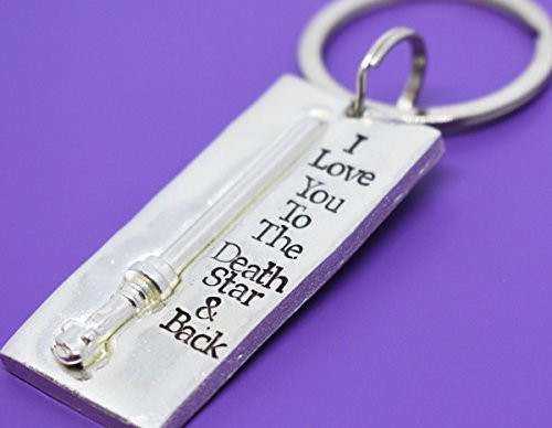 Boyfriend gift  I Love You to the Death Star and Back Hand Stamped Pewter  Star Wars Keychain  Force  Lightsaber Keychain Husband Wedding